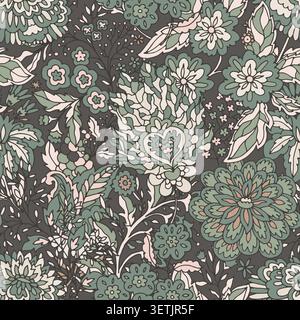 Trama folcloristica floreale con arazzi intricati Illustrazione Vettoriale