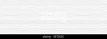 Sfondo bianco minimale con sottili linee orizzontali ondulate disegnate a mano, che creano un semplice motivo astratto con una sensazione calma e pulita e molto spazio per il testo Illustrazione Vettoriale