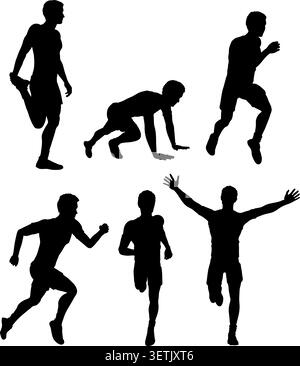 Set di silhouette di un running man, illustrazione per il design Illustrazione Vettoriale