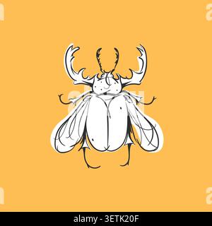 Collezione di illustrazioni grafiche vettoriali astratte disegnate a mano con un grazioso schizzo di insetti stilizzati.Concept sketch di design moderno e dalla natura selvaggia Illustrazione Vettoriale