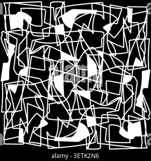 Linee rete schema di doodle - colori bianco e nero - vettore illustrazione disegnata a mano Illustrazione Vettoriale