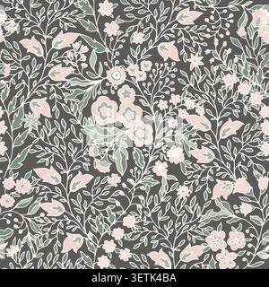 Motivo a vite floreale con arazzi intricati Illustrazione Vettoriale