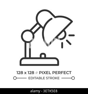 Icona della linea pixel Perfect della lampada da scrivania Illustrazione Vettoriale