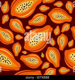 design in papaya senza cuciture. vettoriale di fondo dei frutti di papaia Illustrazione Vettoriale