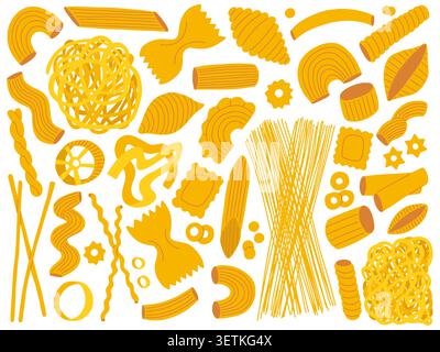 Set di diversi formati di pasta Illustrazione Vettoriale