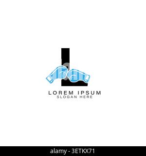 Design Letter L con logo e guanti da boxe. Icona L dell'alfabeto per il design sportivo della boxe Illustrazione Vettoriale