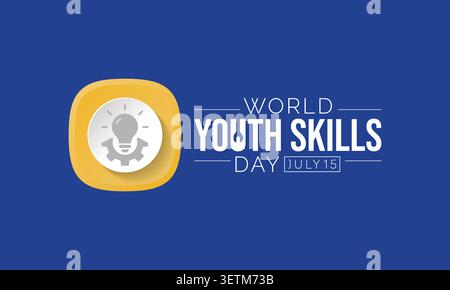 La giornata mondiale delle competenze giovanili (WYSD) si celebra ogni anno il 15 luglio e mira a riconoscere l'importanza strategica di dotare i giovani di competenze per Illustrazione Vettoriale