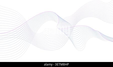Illustrazione vettoriale delle onde astratte in toni sfumati pastello isolati su sfondo bianco Illustrazione Vettoriale