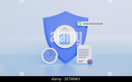Shield e blocco digitale circondati da flussi di codice binario, sicurezza informatica e protezione dei dati Foto Stock