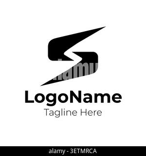 Simbolo di energia moderna con lettera di Lightning S Letter Logo astratto Illustrazione Vettoriale