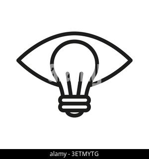 L'idea della lampadina Eye Vision presenta un'icona vettoriale nera. Rappresenta un pensiero creativo e una visione visiva intelligente. eps 10 Illustrazione Vettoriale