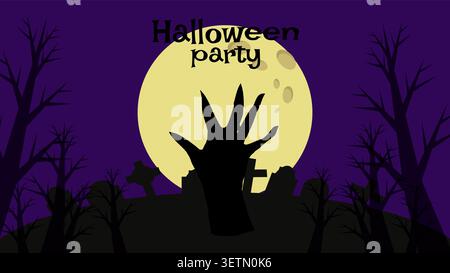 Banner sagoma per feste di Halloween per annunci web design e marketing. Illustrazione vettoriale festiva Illustrazione Vettoriale
