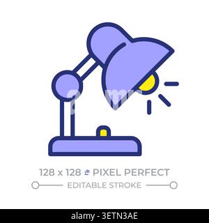 Icona del colore della linea pixel Perfect della lampada da scrivania Illustrazione Vettoriale