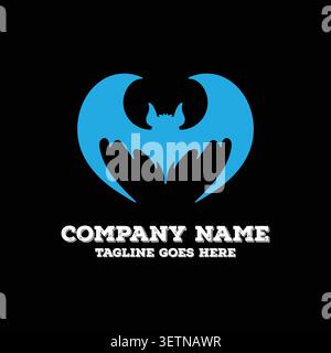 Flying Bat Animal Mammal Vampire creature silhouette per Corporate Brand Identity e Business Logo Concept Illustrazione Vettoriale