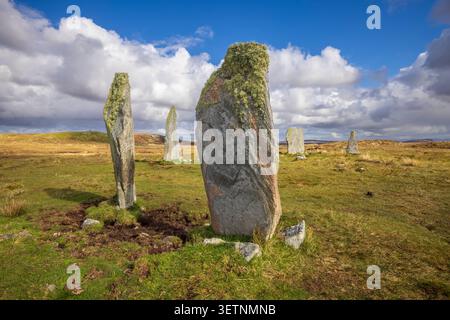 Callanish II Standing Stones, Isola di Lewis, Ebridi esterne, Scozia Foto Stock