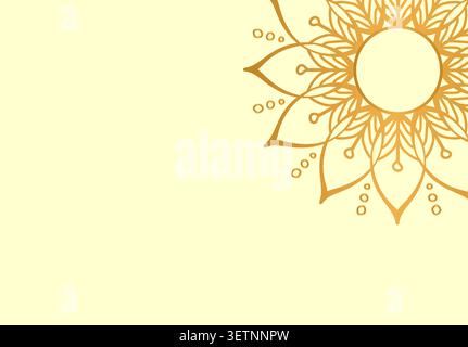 Una copertura elegante e lussuosa. Mandala vettoriale dorato su sfondo scuro. Mandala decorativo e decorativo. Invito, tessera nuziale, scrapbooking Illustrazione Vettoriale