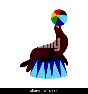 Circo chapito. Caratteri vettoriali di animali del circo leone, orso, foca, cavallo, zebra, elefante Illustrazione Vettoriale