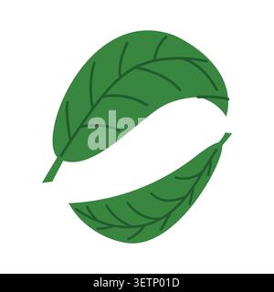 due foglie verdi disposte come simbolo di riciclaggio, sostenibilità, economia circolare e concetto di protezione ambientale - illustrazione vettoriale Illustrazione Vettoriale