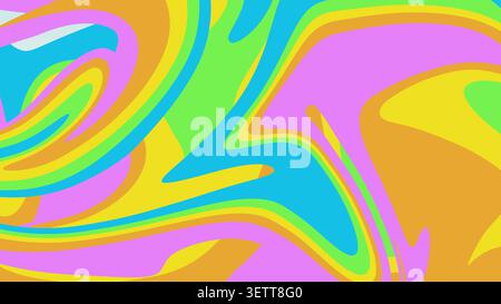 Flusso di liquido astratto sullo sfondo che mostra brillanti vortici multicolore e forme fluide Foto Stock