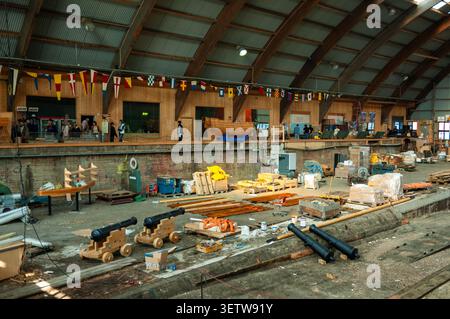 Terra Nova Shipyard Hangar and Interior Workshop for the Replica Reconstruction of Swedish East Indiaman Gotheborg a Gothenburg, Svezia Foto Stock