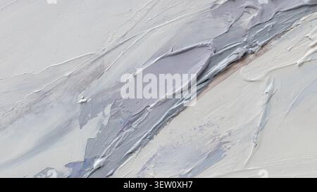Pittura a olio con tecniche di palette Knife che mostrano colori e texture su tela in vista ravvicinata Foto Stock