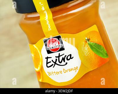 1 Glas Marmelade Schwartau Extra Bittere Orange Foto Stock