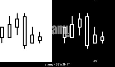 Set di icone della linea cartografica con candeliere. Financial Market Analysis e Stock Trading Outline Symbol Collection. Investimenti e tendenze economiche. Modificabile Illustrazione Vettoriale