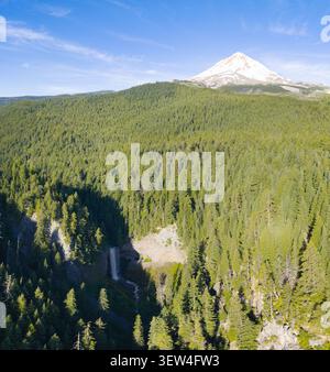 Situate tra la foresta nazionale, le Tamawanas Falls scorrono vicino al monte Hood, Oregon. Questa zona panoramica e selvaggia, vicino a Portland, offre attività ricreative tutto l'anno. Foto Stock