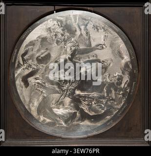 Lastra in argento incisa raffigurante Venere, Bacco, Cerere e Amor di Hendrick Goltzius, 1595. Si tiene al Kunsthistorisches Museum di Vienna. Foto Stock