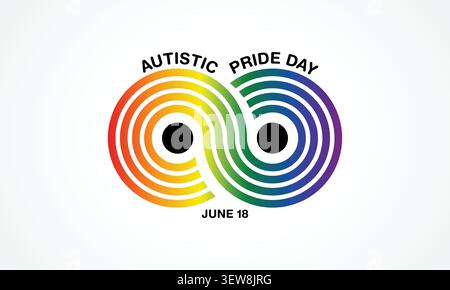 Il Pride Day autistico è una celebrazione dell'orgoglio per le persone autistiche che si tiene il 18 giugno di ogni anno. Illustrazione vettoriale. Illustrazione Vettoriale