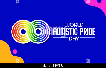 Il Pride Day autistico è una celebrazione dell'orgoglio per le persone autistiche che si tiene il 18 giugno di ogni anno. Illustrazione vettoriale. Illustrazione Vettoriale