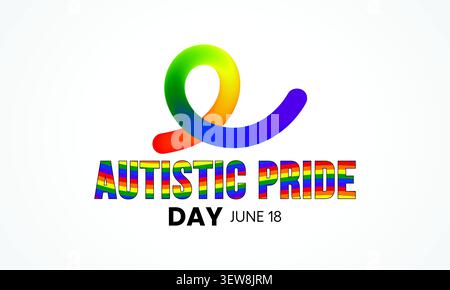 Il Pride Day autistico è una celebrazione dell'orgoglio per le persone autistiche che si tiene il 18 giugno di ogni anno. Illustrazione vettoriale. Illustrazione Vettoriale