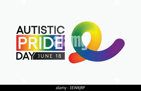 Il Pride Day autistico è una celebrazione dell'orgoglio per le persone autistiche che si tiene il 18 giugno di ogni anno. Illustrazione vettoriale. Illustrazione Vettoriale