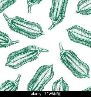Motivo senza cuciture con cialde di sesamo verdi. Grafica vettoriale. Illustrazioni disegnate a mano. Per creare tessuti ed etichette, stampe e decorazioni, oltre che per Illustrazione Vettoriale