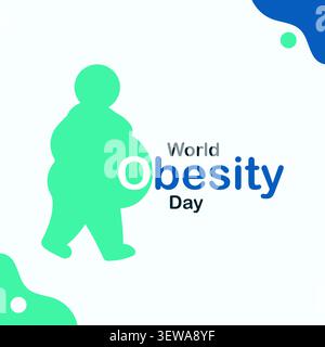 La giornata mondiale dell'obesità si celebra ogni anno il 4 marzo, al fine di promuovere soluzioni pratiche per porre fine alla crisi globale dell'obesità. Illustrazione vettoriale Illustrazione Vettoriale