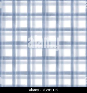 Un motivo senza cuciture ad acquerello disegnato a mano con un classico motivo a quadri Vichy in tonalità blu. Elegante sfondo rustico a scacchi con semi Foto Stock