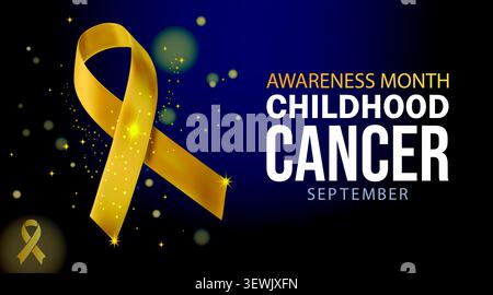 Childhood Cancer Awareness Month September Gold Ribbon background Illustrazione Vettoriale