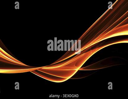 Sfondo astratto con linee ondulate rosse su sfondo nero Foto Stock