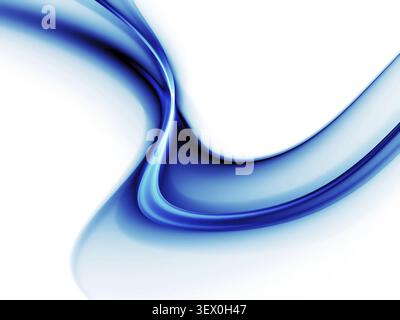 Illustrazione astratta di energia fluida ondulata, movimento astratto blu su sfondo bianco Foto Stock