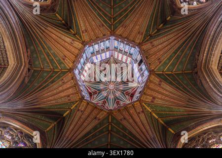 Octagon Tower of Ely Cathedral, Cambridgeshire, Inghilterra, Regno Unito Foto Stock