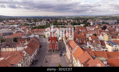 Veduta aerea del municipio di Gotha in Turingia, Germania 4k Foto Stock