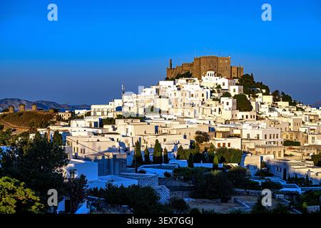 Grecia, Isole del Dodecaneso, Isola di Patmos, Chora, Monastero di San Giovanni Teologo Foto Stock