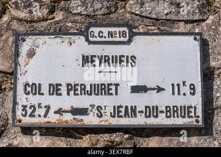 Francia, Lozere, Causses and the Cevennes, paesaggio culturale agro-pastorale mediterraneo, patrimonio mondiale dell'UNESCO, Meyrueis, Gorges de la Jonte Foto Stock