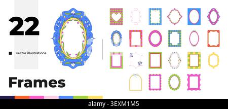 Cornice decorativa retrò colorata Illustrazione Vettoriale