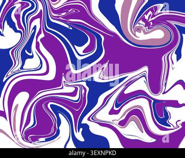 Un ricco design astratto in marmo dalle tonalità gioiello che mescola viola, blu reale e morbido malva con il bianco. Motivo lussuoso e fluido, ideale per gli sfondi. Foto Stock