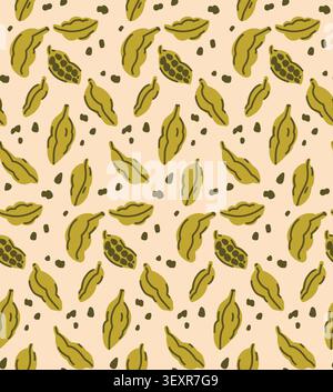 Semi di cardamomo minimalisti su crema, una tavolozza naturale per spezie, aromaterapia, cucina. Illustrazione vettoriale Illustrazione Vettoriale