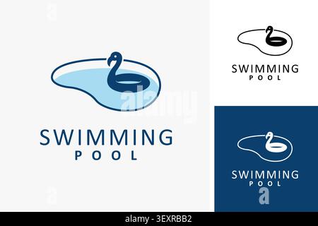 Logo della piscina, simbolo icona design Illustrazione Vettoriale
