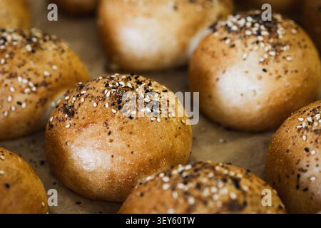 Panini con impasto naturale di grano con cospargoli Foto Stock