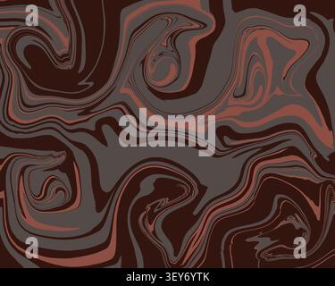 Uno sfondo artistico terroso astratto fluido con ruggine vorticosa, marrone cioccolato e caldi motivi di marmo grigio. Foto Stock