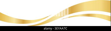 Linea a onda d'oro con curva di flusso e Swoosh liscio. Elemento decorativo di qualità per brochure di lusso, certificato di riconoscimento o modello di presentazione aziendale. Illustrazione Vettoriale